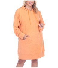 White Mark Womens Jersey Hoodie Dress, Orange, Plus Size, 2X