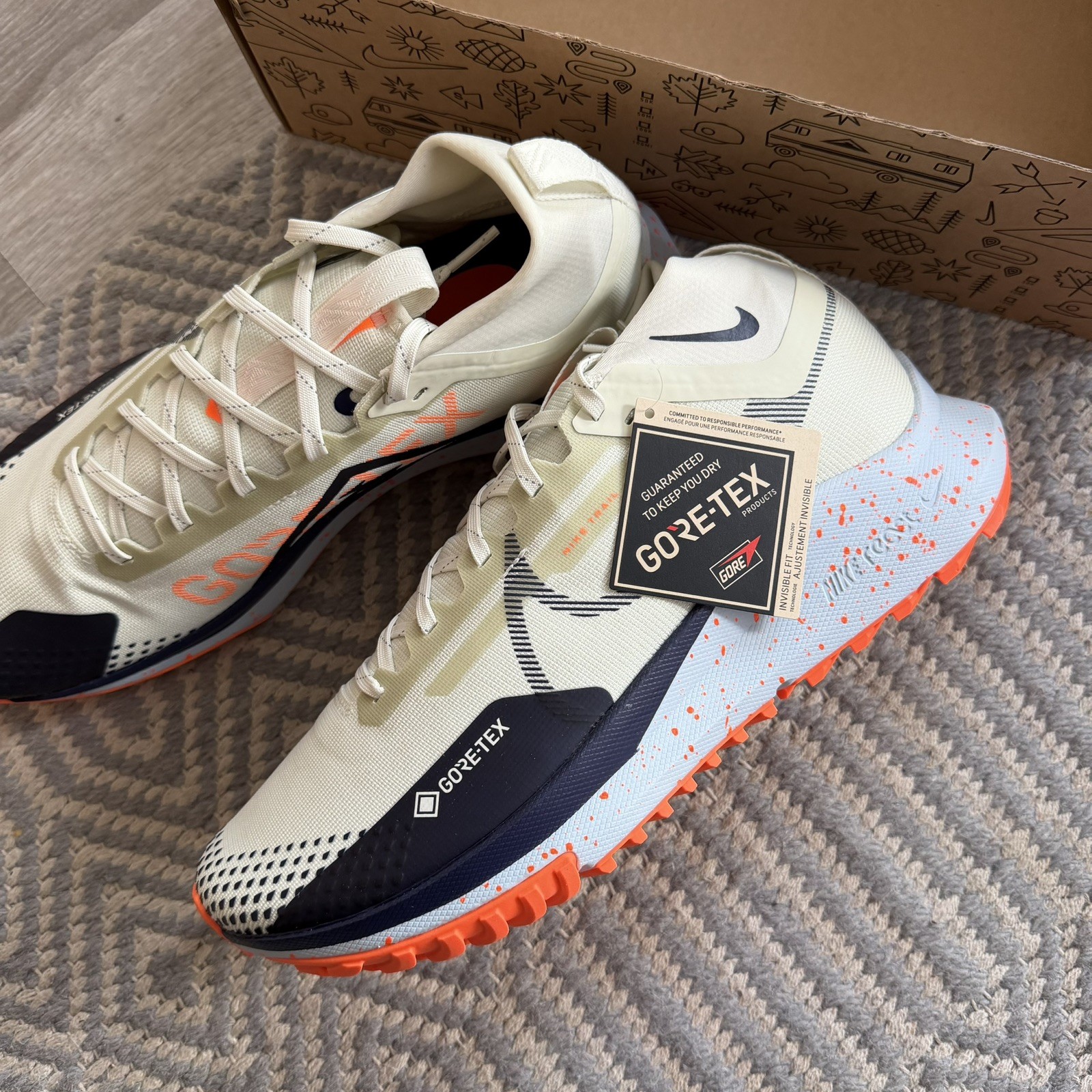 Nike React Pegasus Trail 4 V2 GTX Sea Glass/Purple Ink UK8 Brand New HM9728 001 image 4