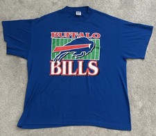 VTG Buffalo Bills Shirt Blue Single Stitch Trench Made In USA Rare Football XL