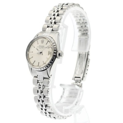 ROLEX Uhr Oyster Perpetual Date 6524 cal.1161 Automatik Silber Zifferblatt Damen