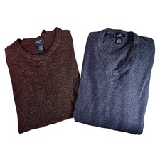 2-Dockers Men's XL Sweaters Cable Knit Long Sleeve Pullover Blue  Brown Argyle