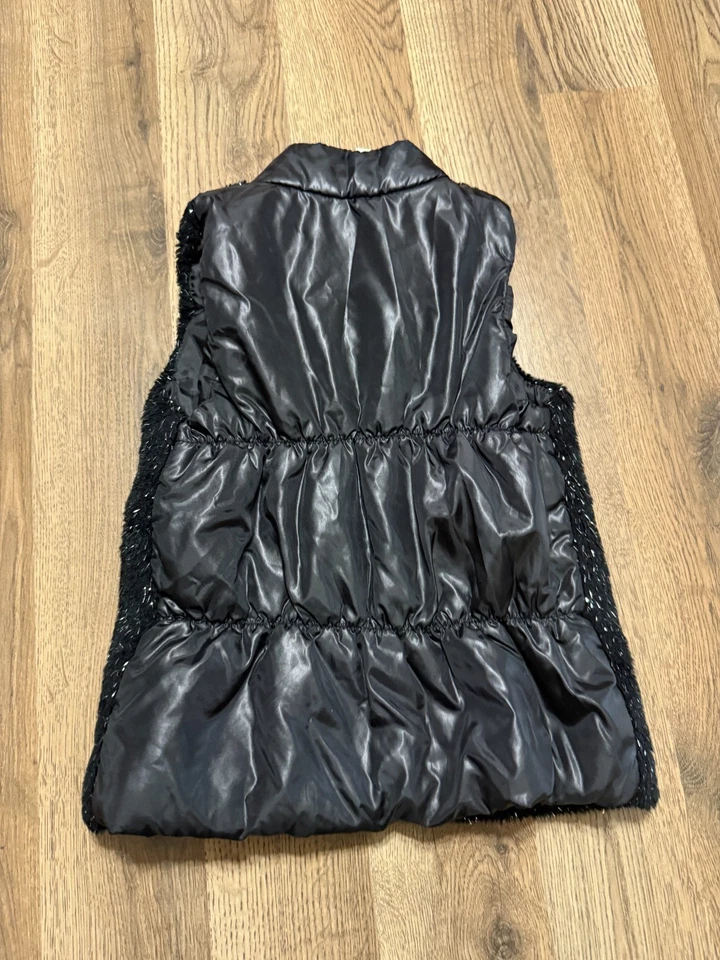 Jaqueta Faded Glory, Meninas Jovens Tamanho XS, Preta, Colete Puffer, Zíper Completo, Brilhante - Imagem 2 de 4