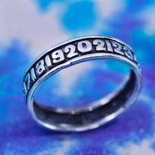 Size 6, Sterling silver ring, textured 925 band 1234567891011213141516171819202