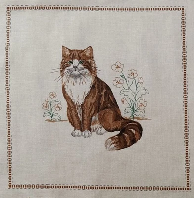 VTG~Cranston~"Cats"~Book Picture Patches~"Long-Haired Cat"~Cotton Fabric~ 8"x8" - Image 1 of 4