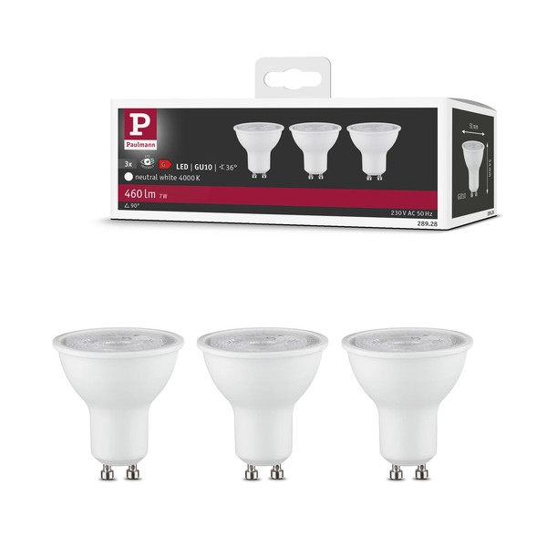 Standard 230V LED Reflektor GU10 3Er-Set 3X460Lm 3X7W 4000K Weiß Matt-image