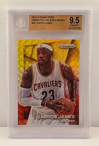 Lebron James 2014-15 Panini Prizm Yellow and Red Mosaic CARD 48 GEM MINT BGS 9.5