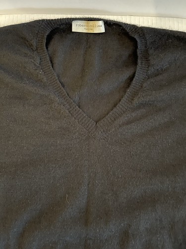 ROBERTO COLLINA Italy Cashmere Black Sweater Men's Medium 52 V Neck Lightweight - Picture 6 of 9