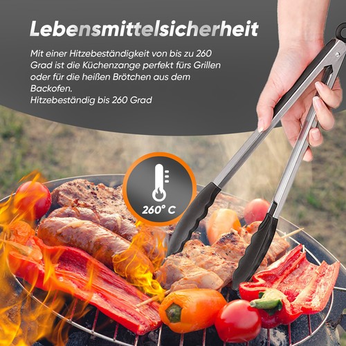 2er-Set Edelstahl-Küchenzangen – 28 Cm & 40 Cm – Mit Silikonspitzen & Verriegelung – Spülmaschinenfest