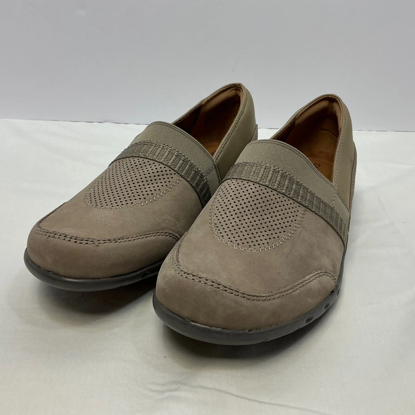 Mocassini Clarks slip on comodi traforati scarpe casual tortora taglia 8 5