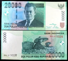 Indonesia 20000 Rupiah P-144 2004-2012 Banknote World Paper Money UNC Currency