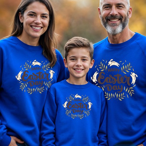 Family Bunny Floral Happy Easter Sweatshirt Jumper Festival Holiday Party #ED - Picture 12 of 27