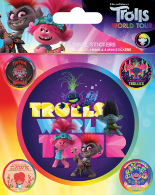 Vinyl Sticker / Aufkleber-Set TROLLS WORLD TOUR - Change  1x7,5cm 4x2cm PS7440
