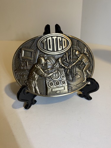 TOTCO Gas & Oil Drilling Solid Brass Belt Buckle 1982 Award Design Medals Vtg