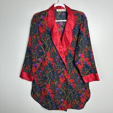 Vintage Victorias Secret Pajama Shirt Button Up Gold Label Satin Floral