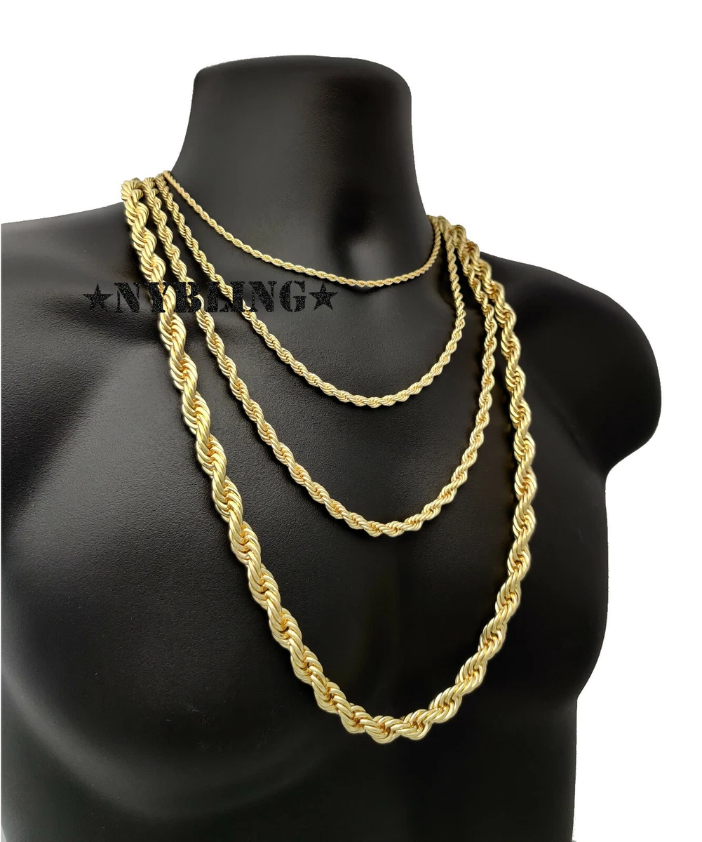 Mesnt Necklace Chains for Pendants, Gold Plated Chain Necklace, Iced Out  Box Chain, 3mm Gold Chain Necklace 16-30 Inches