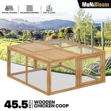 46"Folding Wooden Chicken Coop Cage Rabbit Hutch Natural Small Pet Poultry House