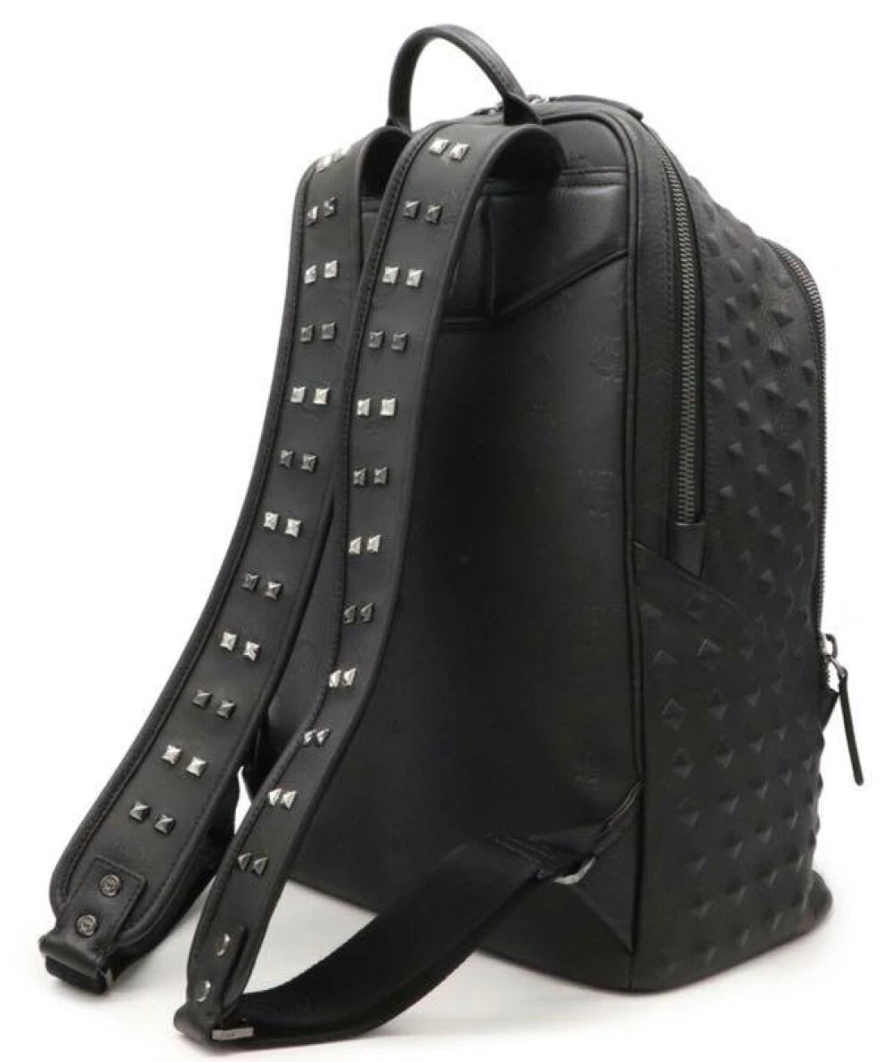 Mcm backpack black with studs cheap