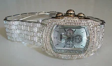 Men's bling trim dial silver finish dressy casual wear fashion wrist watch