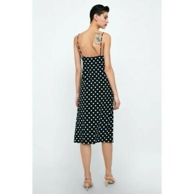 Zara Blk Wht Polka Dot Shift Dress