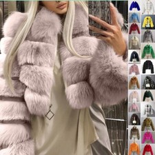 Women Luxury Fluffy Faux Fur Coat Jacket Short Cardigan Winter Warm Outwear New