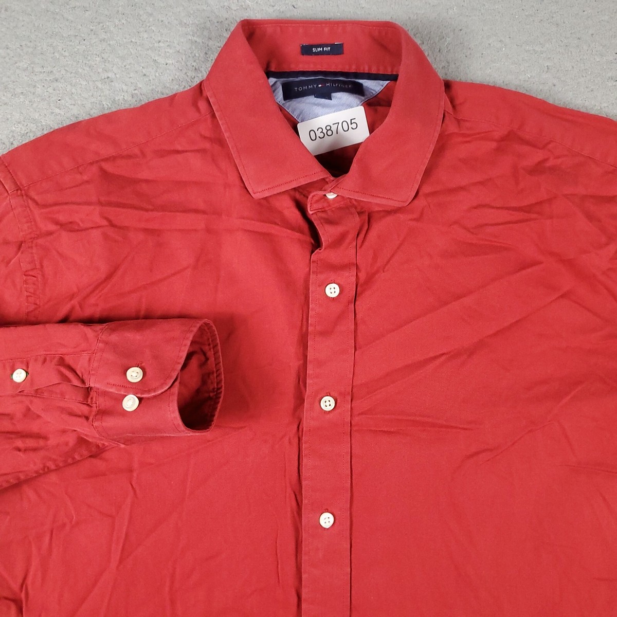 Tommy Hilfiger Shirt Mens 16.5 Red Dress Button Up Long Sleeve Tommy Hilfiger Shirt Mens 16.5 Red Dress Button Up Long Sleeve
