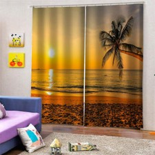 slowly falling yellow beautiful sunPrinting 3D Blockout Curtains Fabric Window