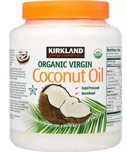 Kirkland 100% USDA Organic Coconut Oil Virgin Cold Pressed Unrefined, 84 FL OZ