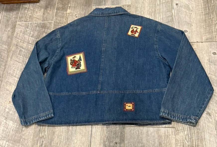 Chaqueta Studio Ease Denim Parche Trabajo Navidad Talla 14 *Excelente Estado* Foto 2 de 4