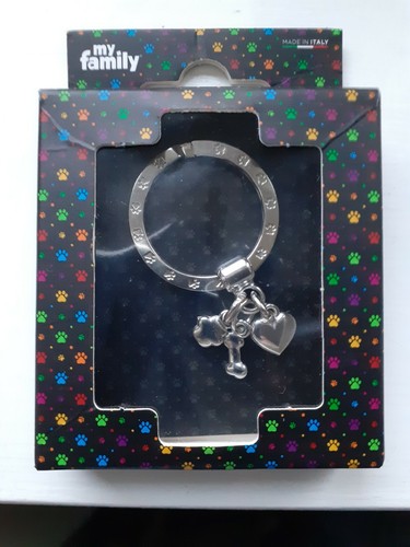 Bone Heart and Paw Key Ring (43N) - Picture 2 of 2