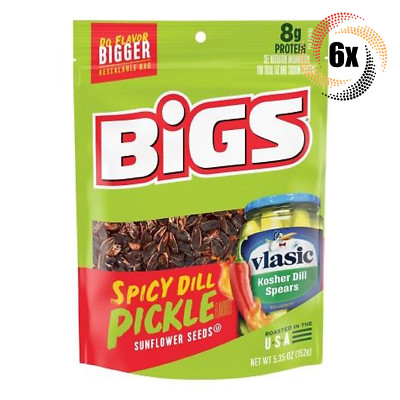 Full Box 6x Bags Bigs Vlasic Spicy Dill Pickle Sunflower Seed Bags | 5.35oz