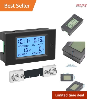 DC Power Meter 6.5-100V 100A LCD Display Energy Monitor for RV Battery Usage