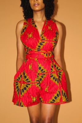 Nifemi African Print Infinity Romper, African Print Jumpsuit, Ankara Jumpsuit