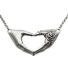 Heat Hand with a Rose Tattoo Necklace Friendship Pendant Stainless Stee Controse