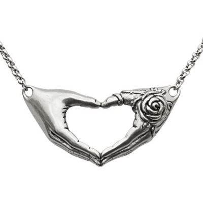Heat Hand with a Rose Tattoo Necklace Friendship Pendant Stainless