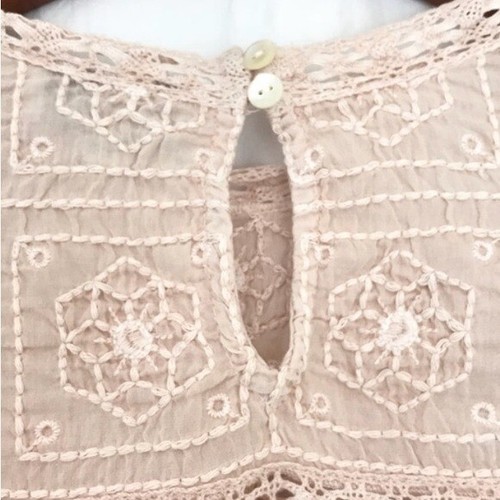 Lucky Brand Top Damen bestickt Häkel 3/4 Arm Rundhals rosa Größe XS - Bild 5 von 6