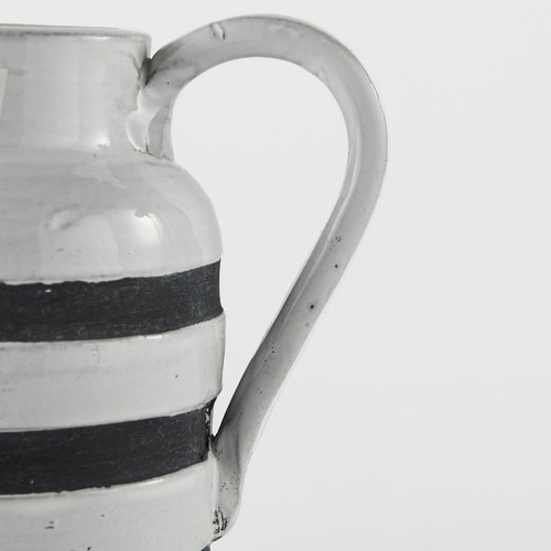 7" Rustic White And Blue Stripe Ceramic Jug - 第 9/12 張圖片