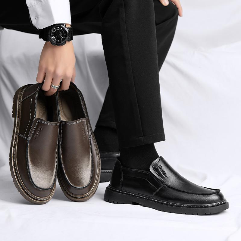 SAOLA Scarpe Oxford da uomo formal Creeper business britanniche pull on tinta unita punta rotonda