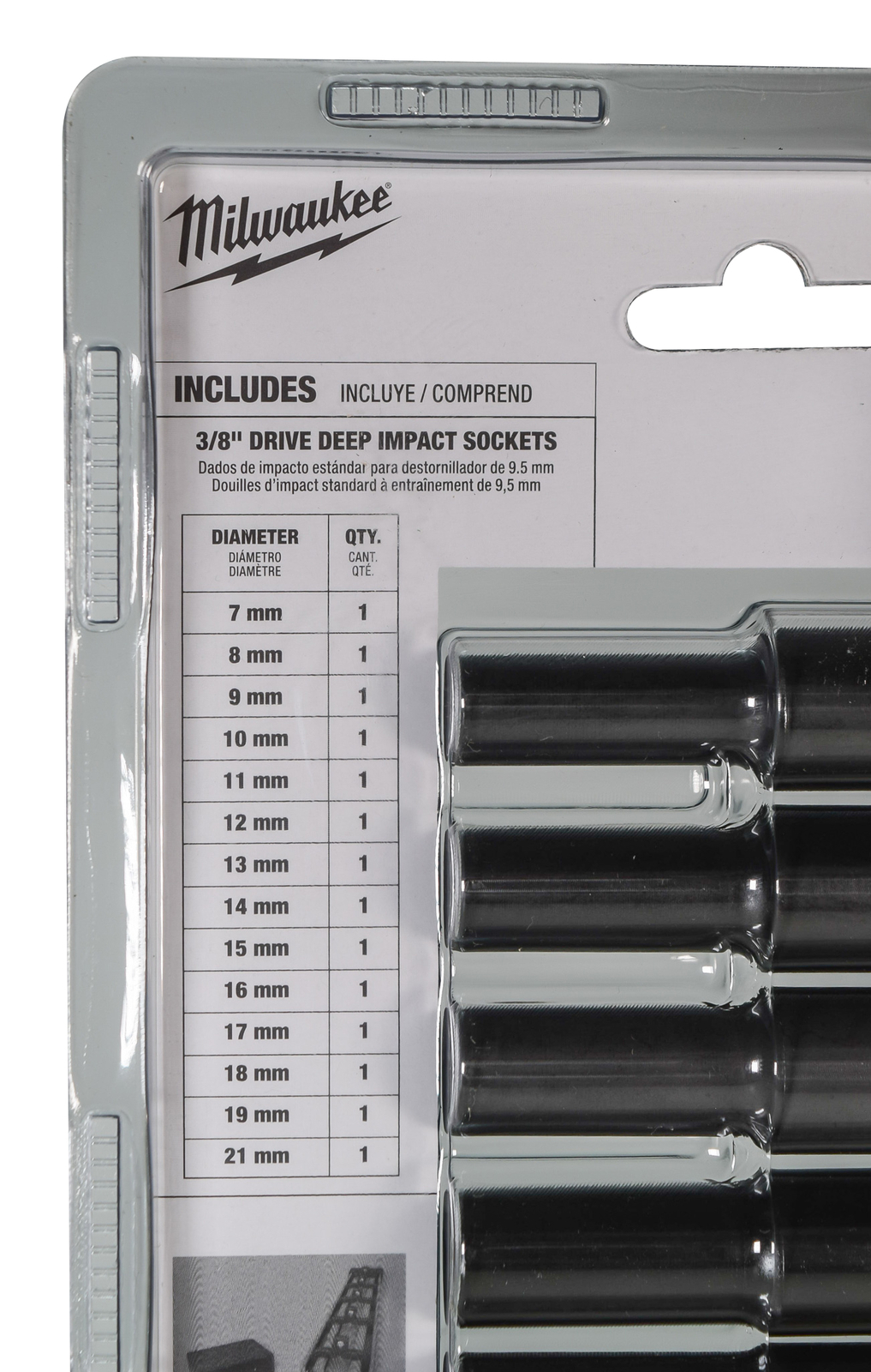 Milwauke 49-66-7008 SHOCKWAVE 3/8" Drive 6 Point Impact Socket Set (14-Piece)