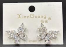 Cubic Zirconia Butterfly Earrings with Polished Silver