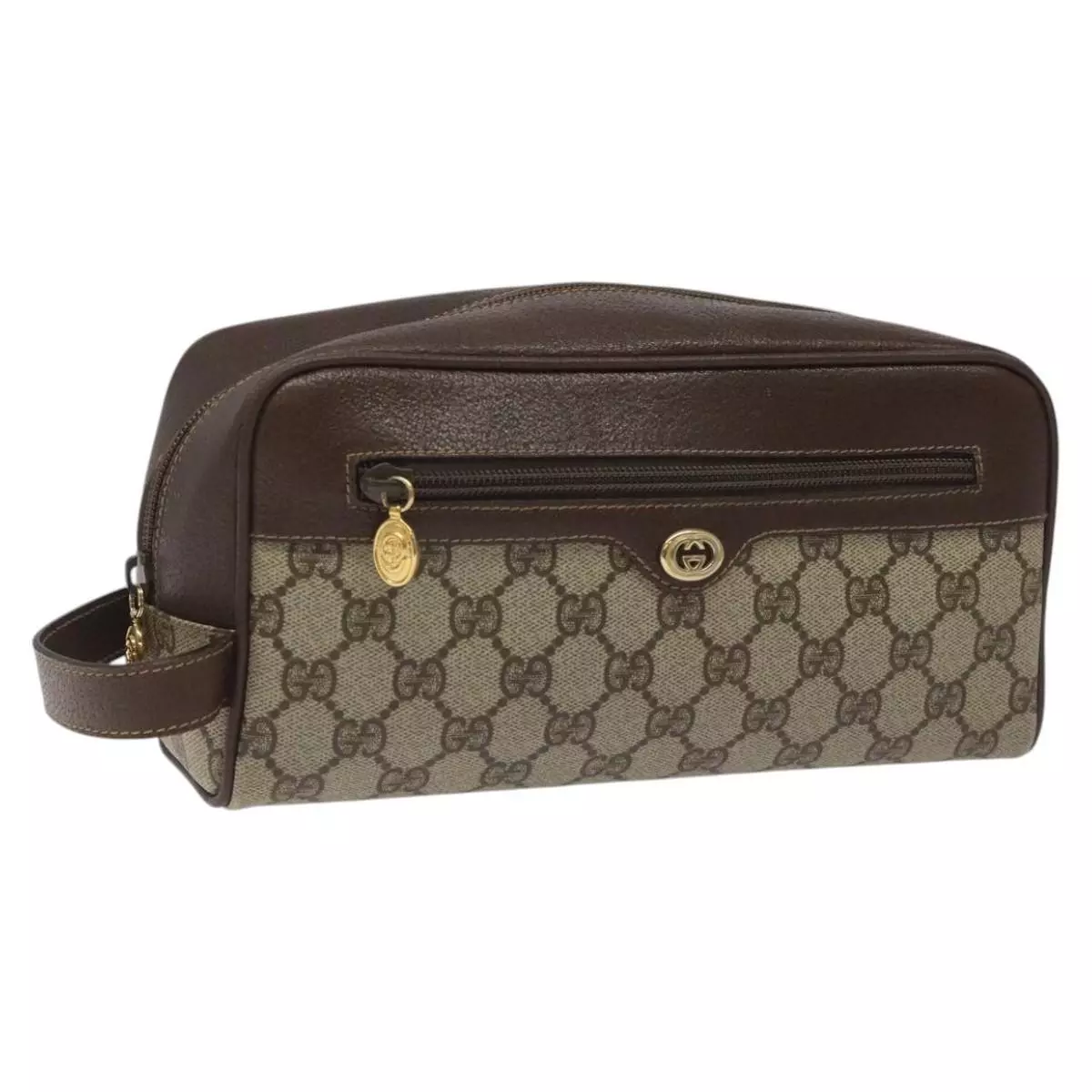 Sac pochette GUCCI GG Supreme PVC cuir beige or 014 58 6087 authentique ep7513