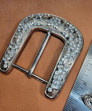 Western belt buckle dazzling rhinestone unbranded silver color clear stones