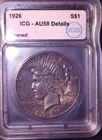 1926 Peace Silver Dollar ICG AU58, Beautiful Issue, Tougher Date, Toned