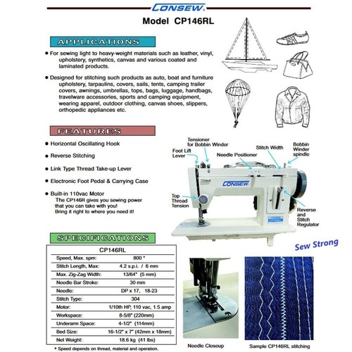 Consew CP146 RL Portable Walking Foot Sewing Machine w/ ZigZag eBay