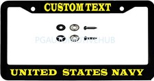 License Plate Frame Black Stainless Steel Vinyl Lettering For Navy