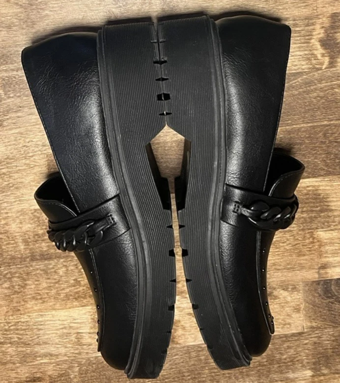 Черные лоферы на платформе Report Hayden искусственная кожа коренастая цепочка женские размер 7,5 - Изображение 4 из 4