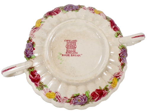 Spode Copeland Rose Briar Cream Soup & Saucer Chelsea Wicker 2/7896 Flake #2 - Picture 6 of 11