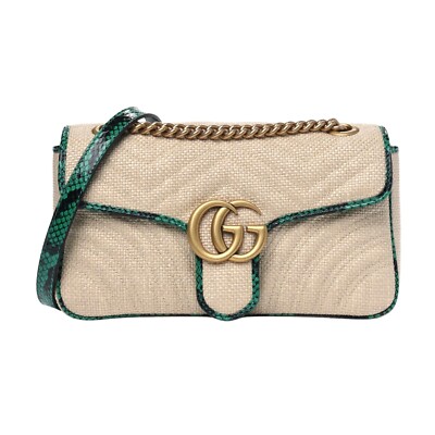 GUCCI バッグ Gucci Sequin Lizard Embossed GG Mini Bamboo 1947 Top Handle Chain