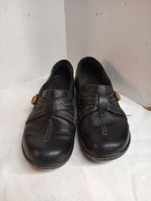 Clarks Collection Womens 6M Comfort Slip On Loafers Black Leather 15260