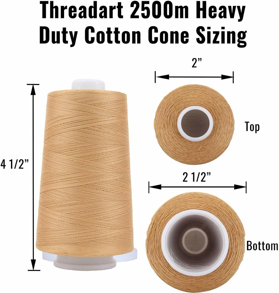 XL SPOOLS HEAVY DUTY COTTON THREAD QUILTING SERGER SEWING 40/3 17 COLORS 2500M - Image 2 of 4
