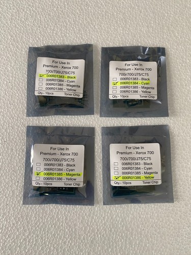 10 sets Toner Chip (006R01383/86) for Xerox DC 700/700i/J75/C75 CMYK - Picture 1 of 3